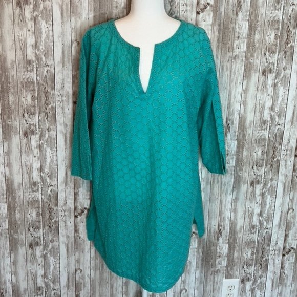 Talbots Other - Talbots Teal Eyelet Swim Cover-Up Tunic